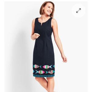 Talbots Dress Womens‎ 6 Navy Blue Sequin Fish Mermaid Nautical Sailing Teacher